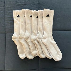 Adidas Crew Socks, Six (6) Pairs, White